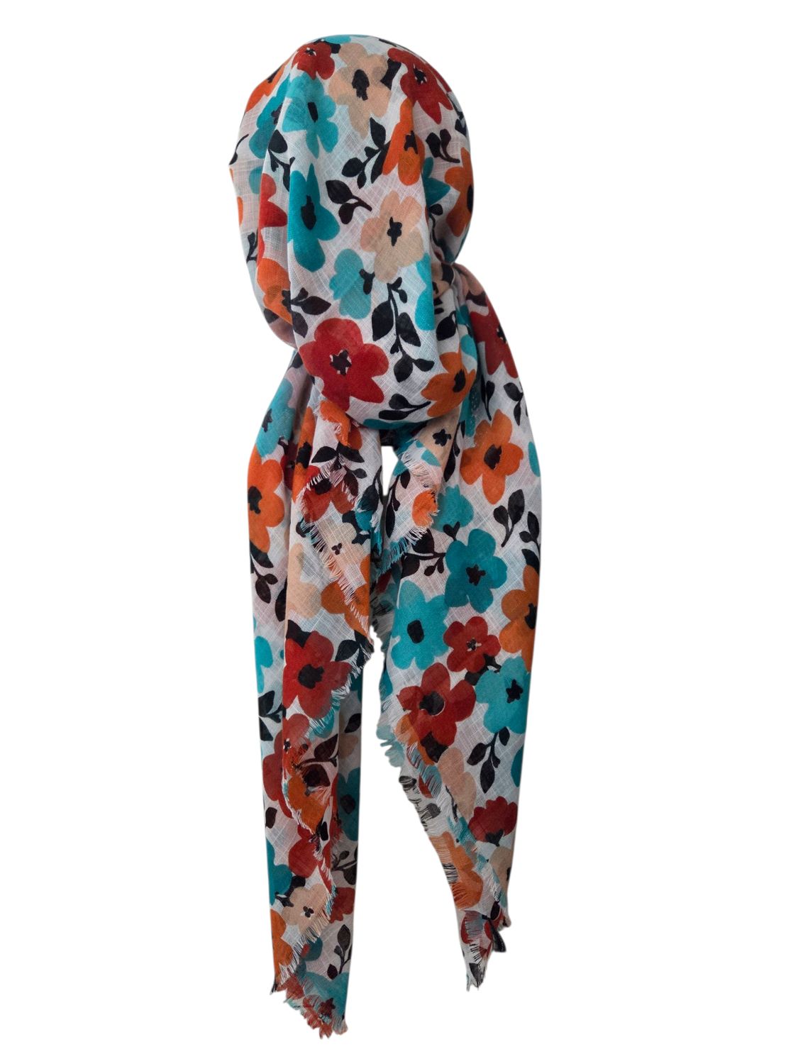 Oranges seasonally colored floral - soft fringes pretied tichel