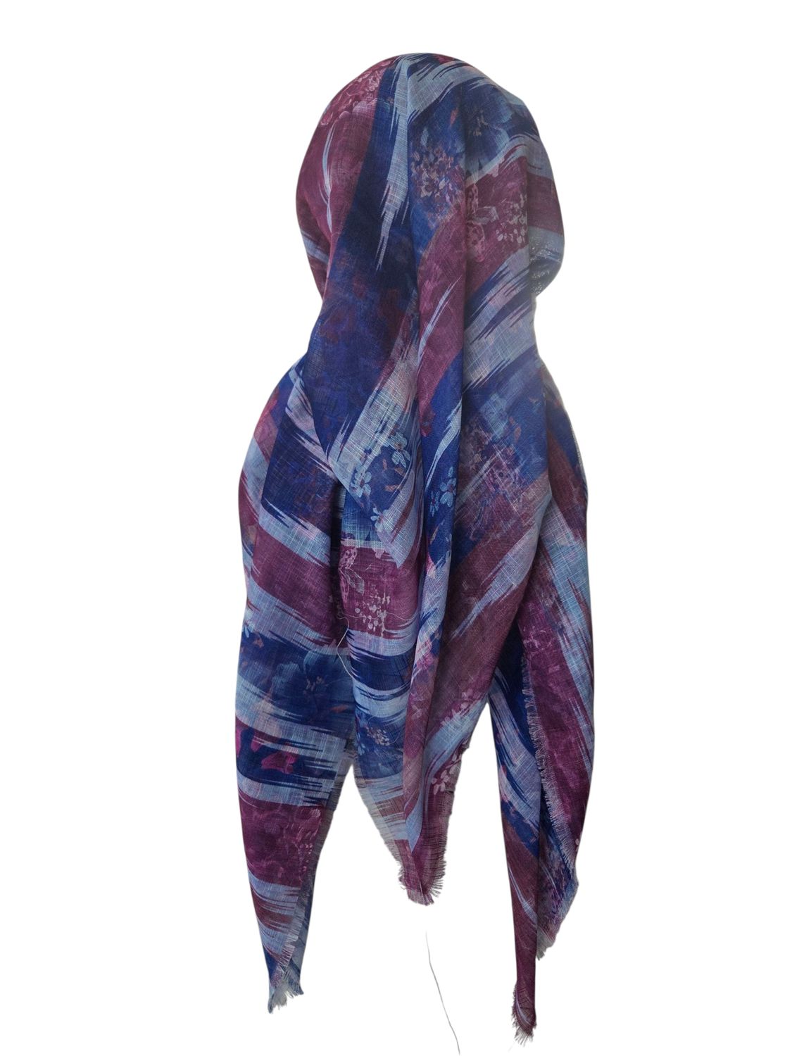 Blues n&#39;more -  long back pre-tied kerchief w/band sewn in  -  soft fringed edges material