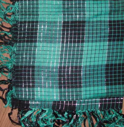 Bright green Fall plaid tichel