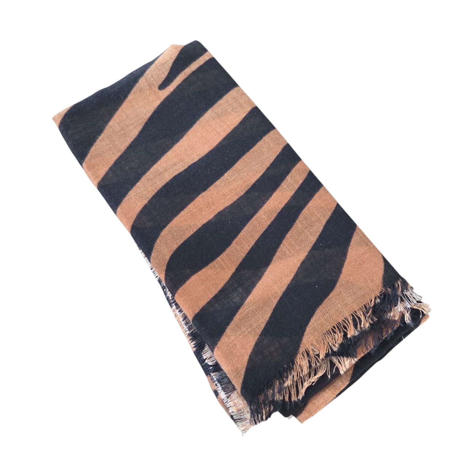 Gold zebra patterned -  soft fringed tichel