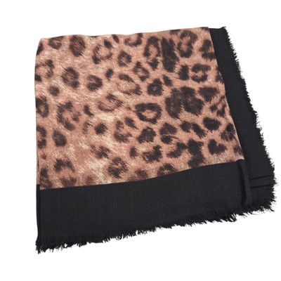Black/brown- luxe leopard -  soft fringed tichel