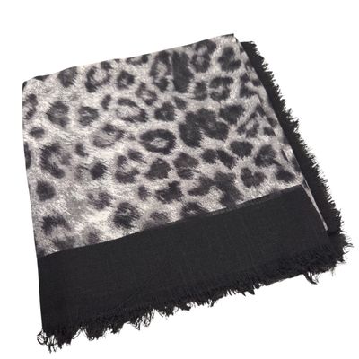 Black/white - luxe leopard -  soft fringed tichel