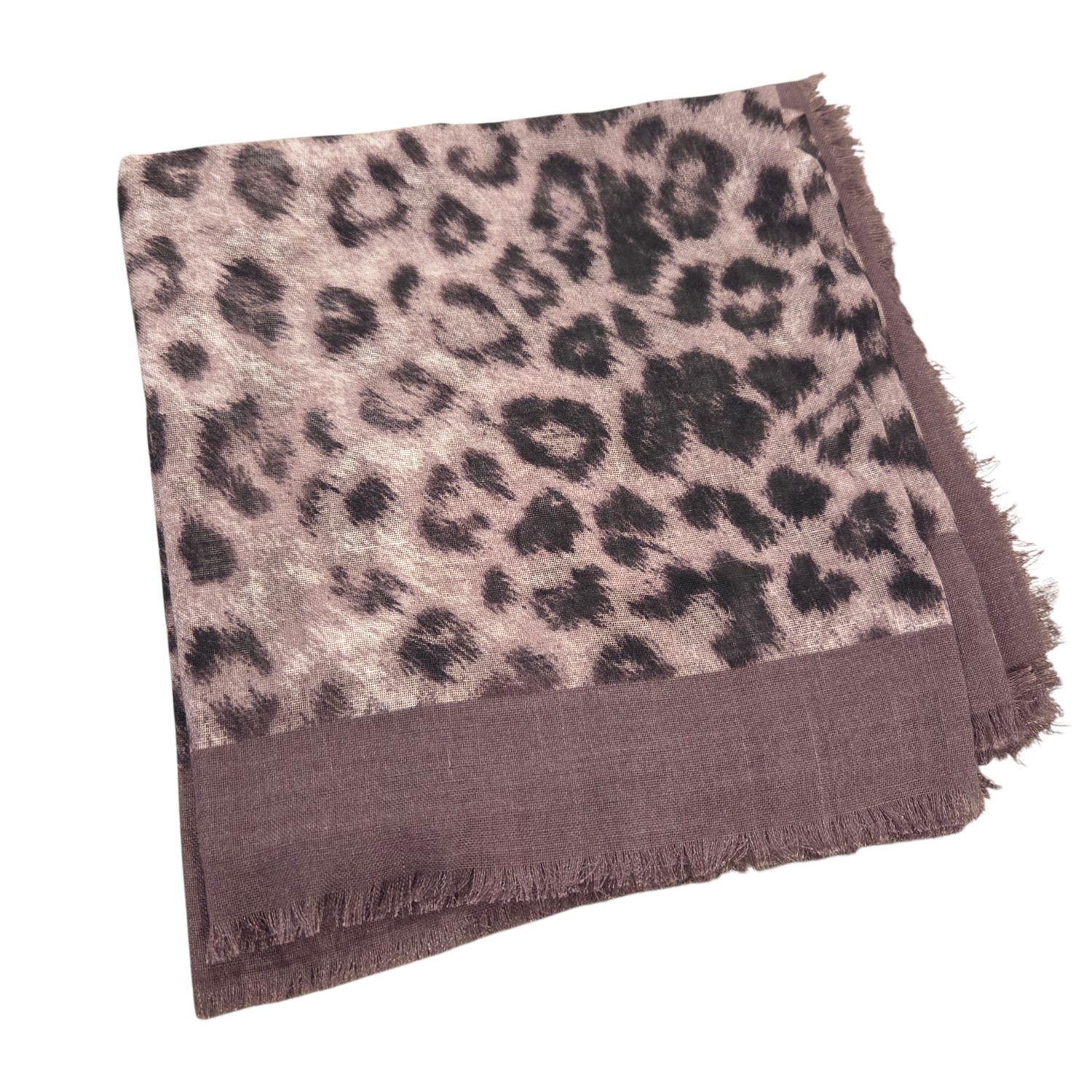 Mauve/ dull berry - luxe leopard -  soft fringed tichel