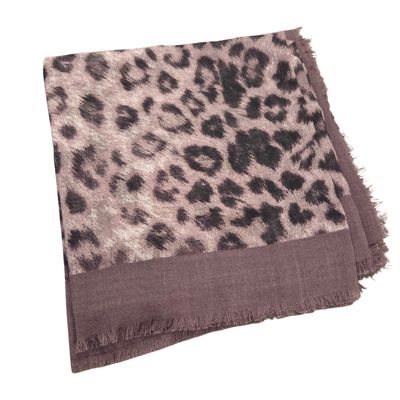 Mauve/ dull berry - luxe leopard -  soft fringed tichel