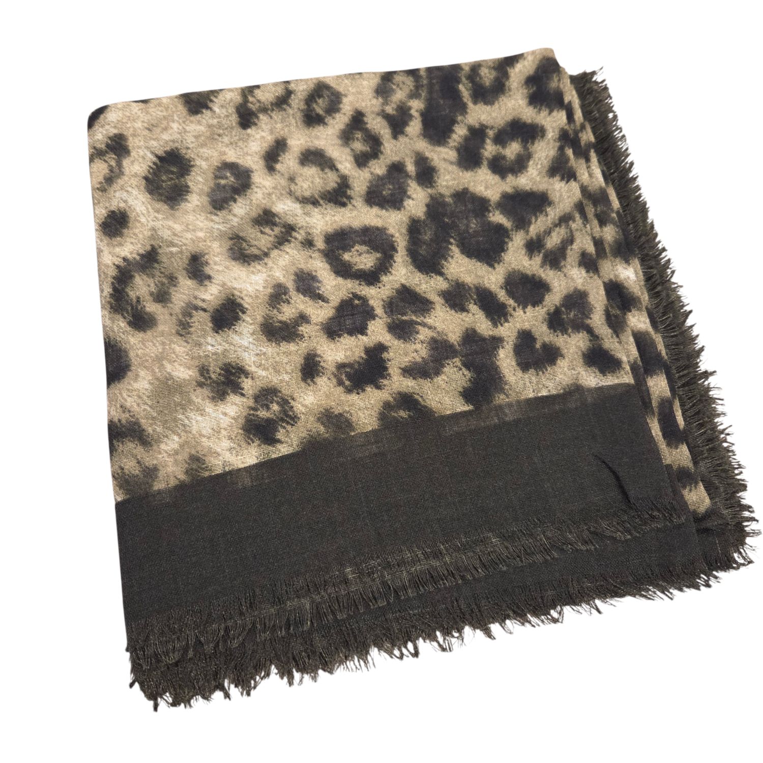 Green - luxe leopard -  soft fringed tichel