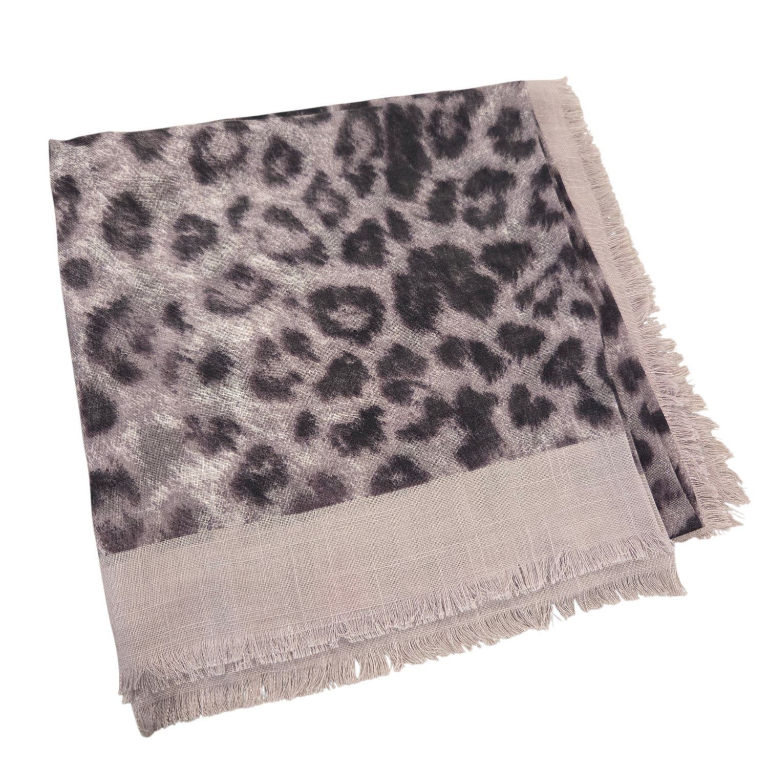 Light gray - luxe leopard -  soft fringed tichel