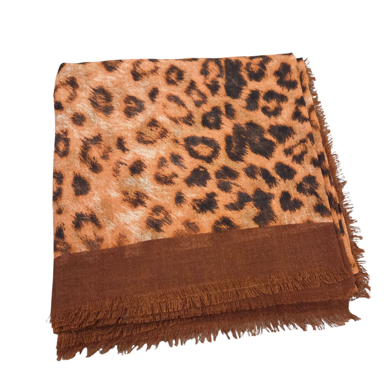 Rust - luxe leopard -  soft fringed tichel