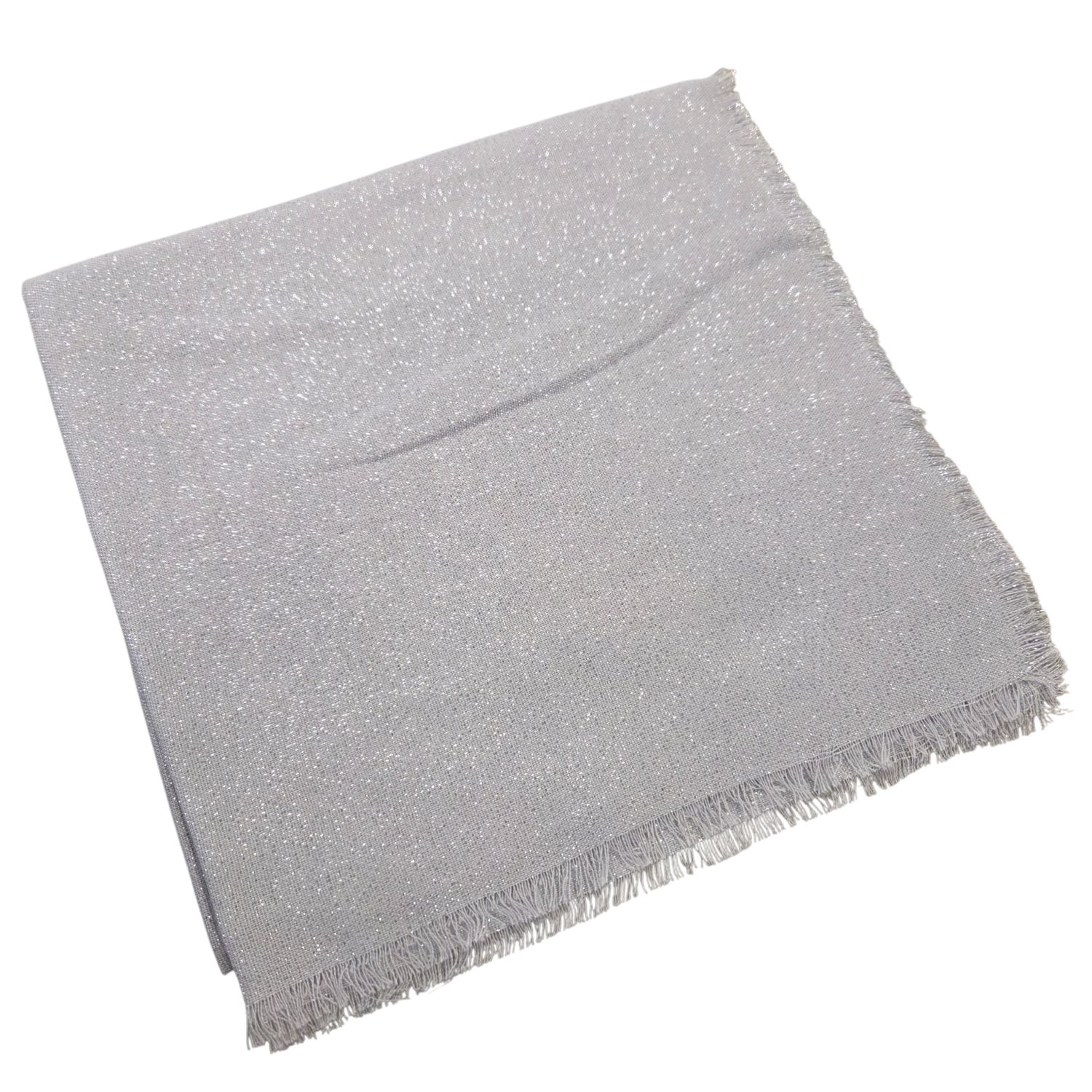 Solid slightly glittery soft fringed tichel - silver