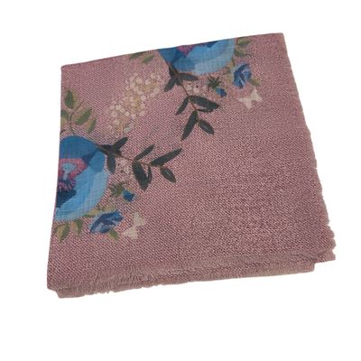Pink - floral whispers -  soft fringed tichel
