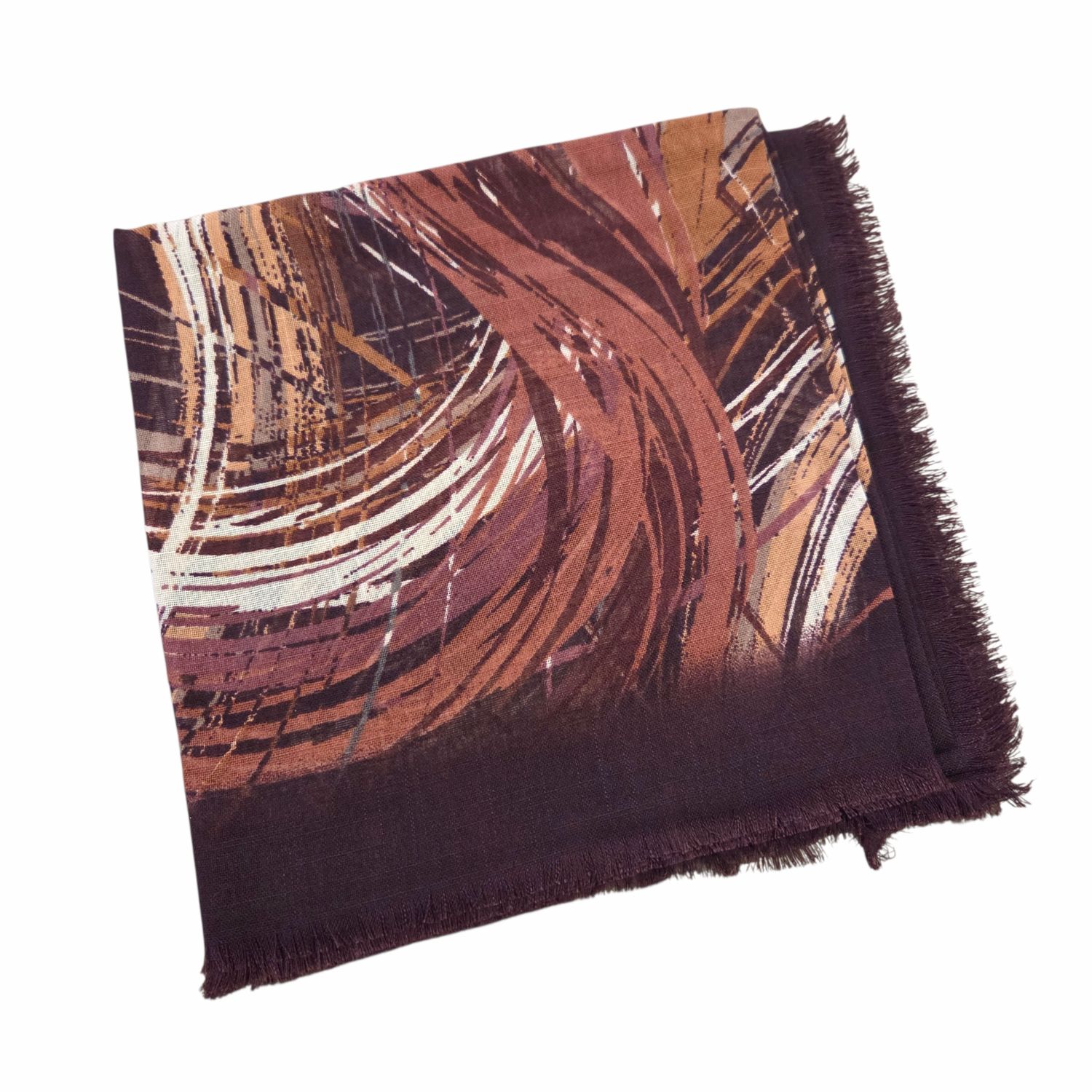 Chocolate - Fall Brushstrokes -  soft fringed tichel
