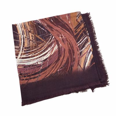 Chocolate - Fall Brushstrokes -  soft fringed tichel