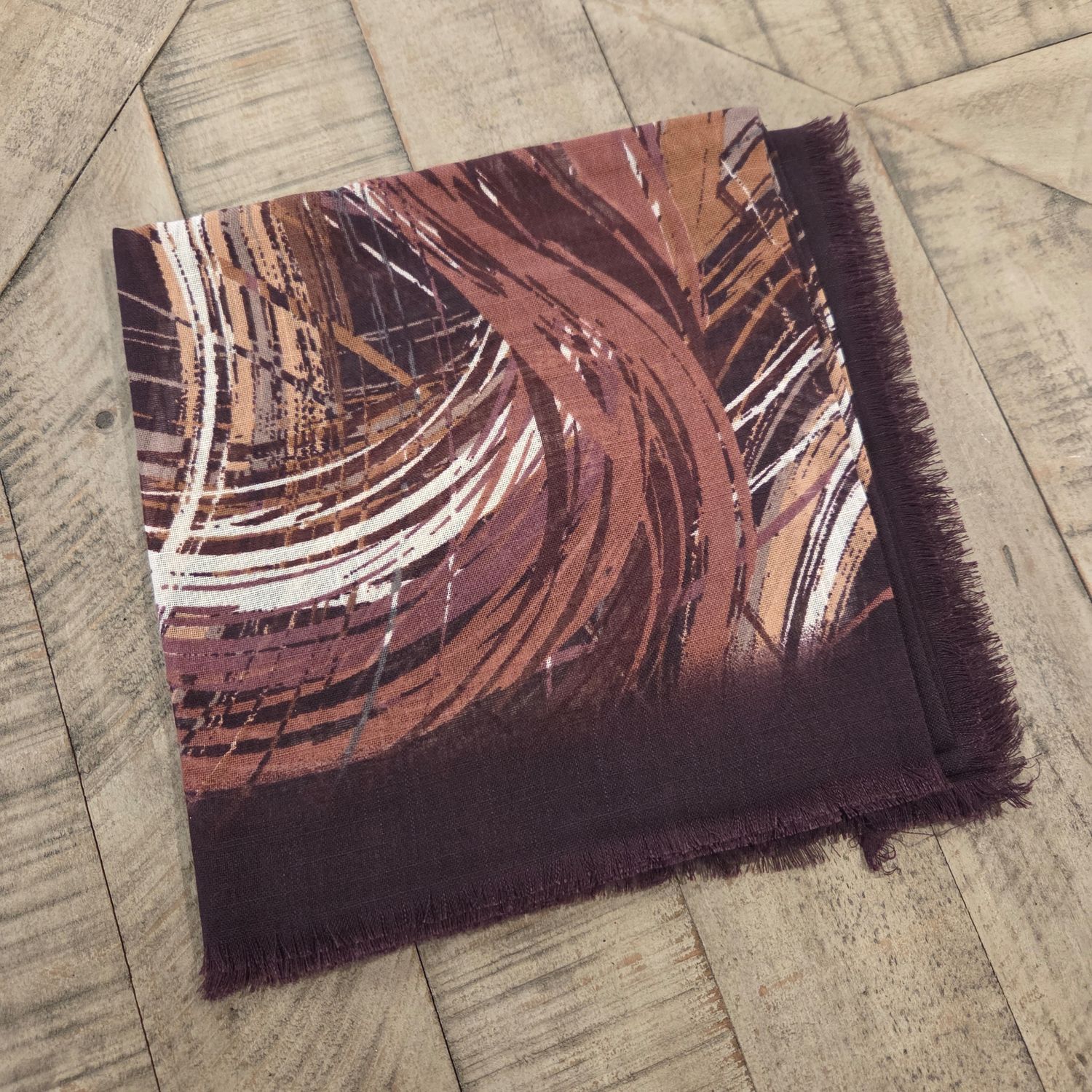 Chocolate - Fall Brushstrokes -  soft fringed tichel