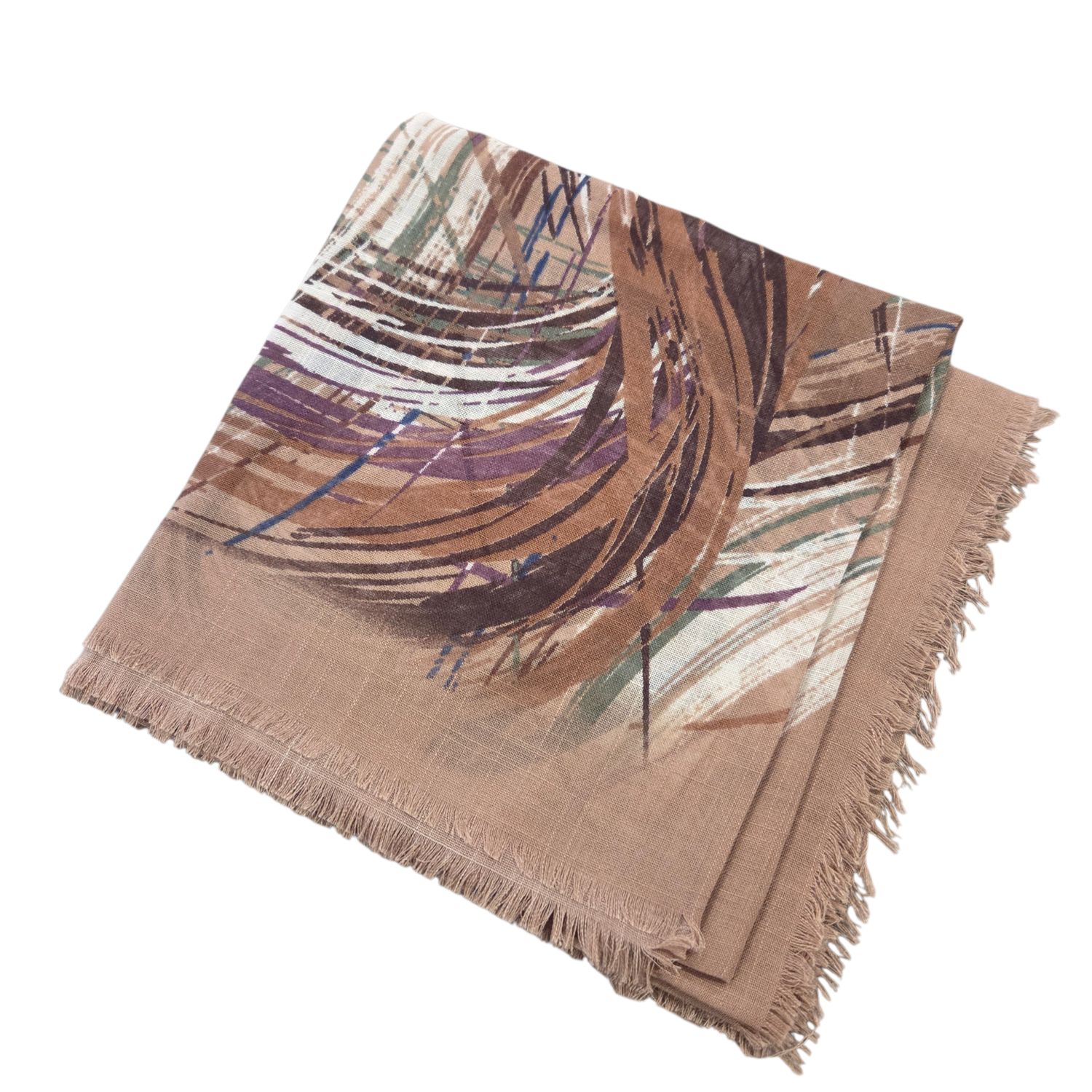 Tan - Fall Brushstrokes -  soft fringed tichel