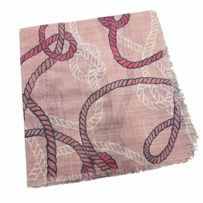Pink - rope motif -  soft fringed tichel
