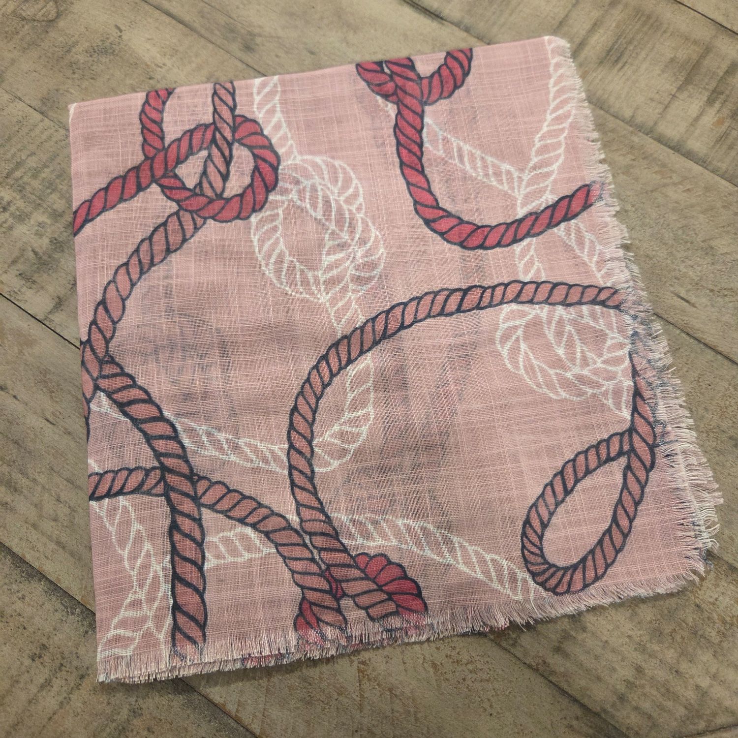 Pink - rope motif -  soft fringed tichel