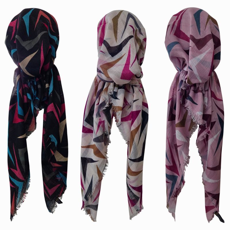 Geometric Breeze Soft Fringe Pretied Tichels