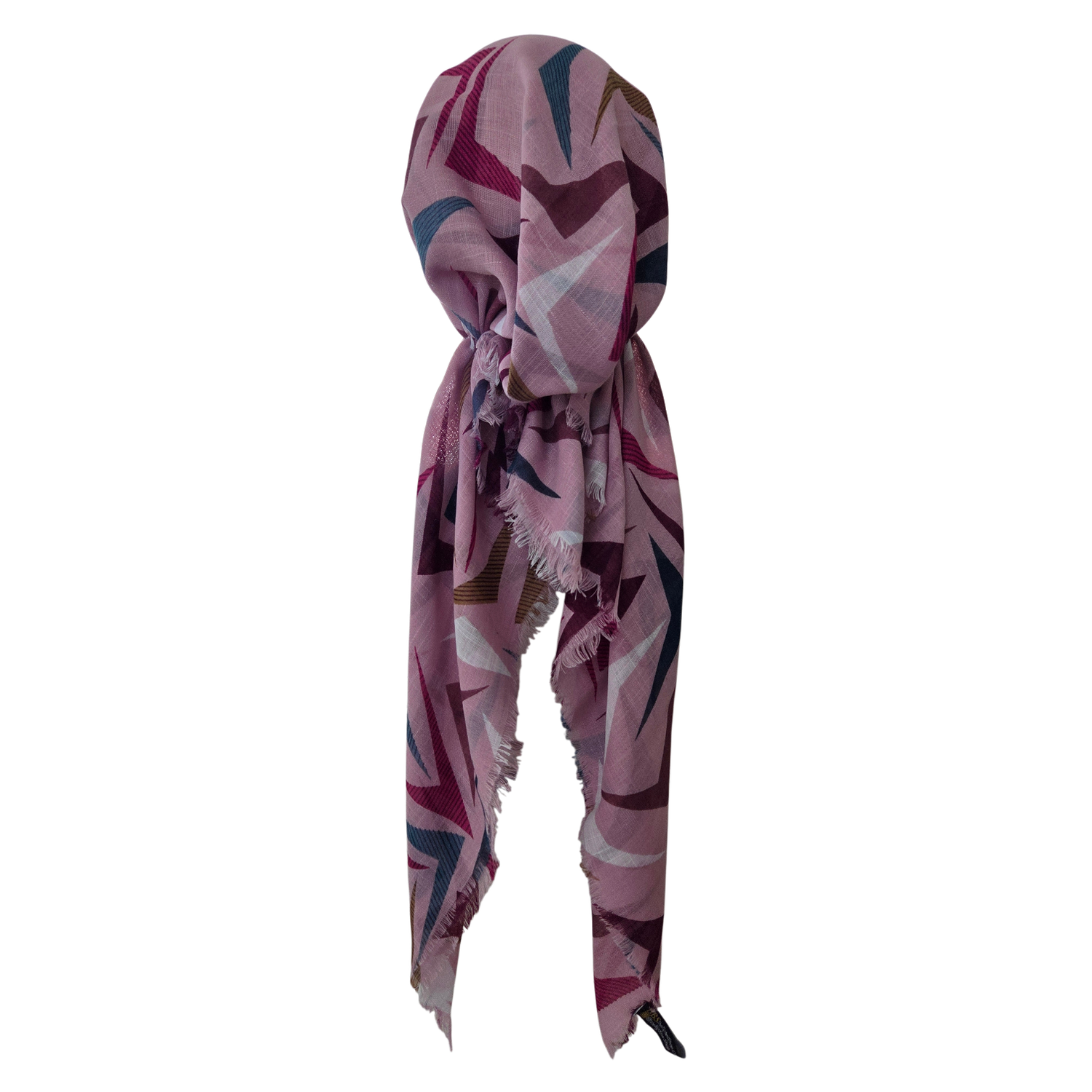 Light pink/blush - geometric breeze -  soft fringes pretied tichel