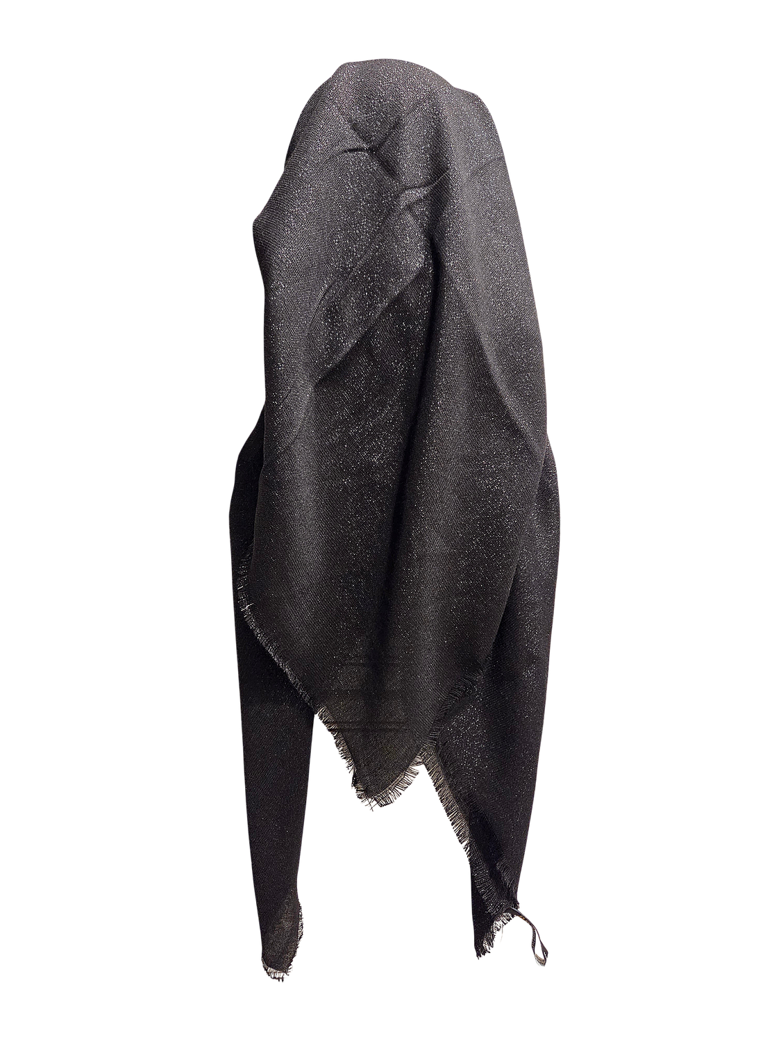 Black - Glittery - long kerchief back - soft fringes pretied tichel (BBS) w/band sewn in