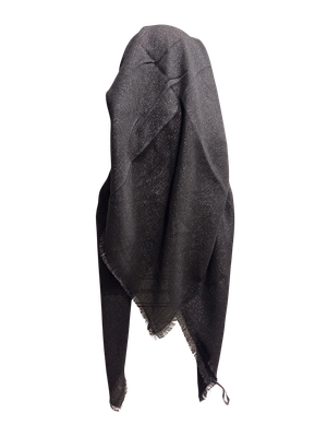 Black - Glittery - long kerchief back - soft fringes pretied tichel (BBS) w/band sewn in