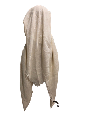 Cream- Glittery - long kerchief back - soft fringes pretied tichel (BBS) w/band sewn in