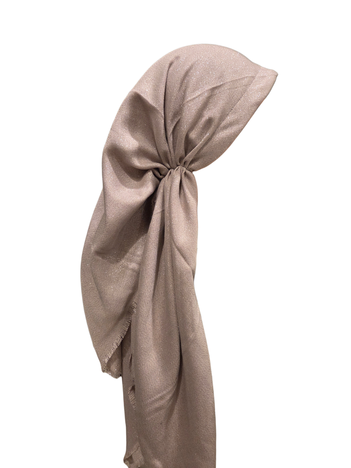 Lavender/gray - Glittery - long kerchief back - soft fringes pretied tichel (BBS) w/band sewn in