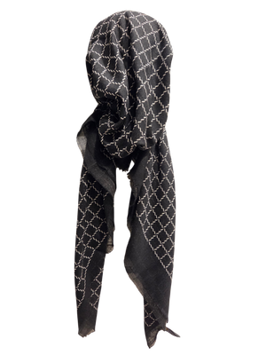 Black/White - soft fringes pretied tichel - braided squares 