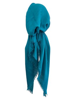 Turquoise solid  - soft fringes pretied tichel