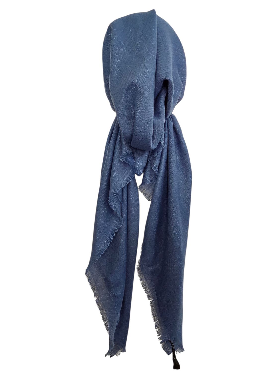 Light denim blue w/ glitter - soft fringes pretied tichel