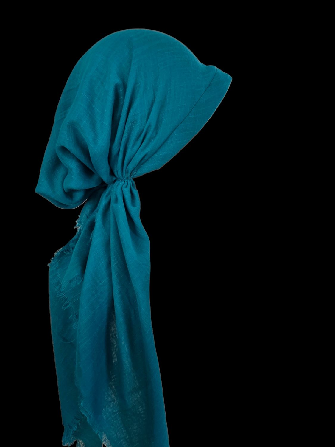 Turquoise solid  - soft fringes pretied tichel