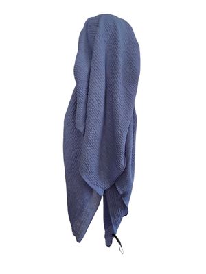 Light blue/denim - long kerchief back - textured pretied tichel (BBS) w/band sewn in