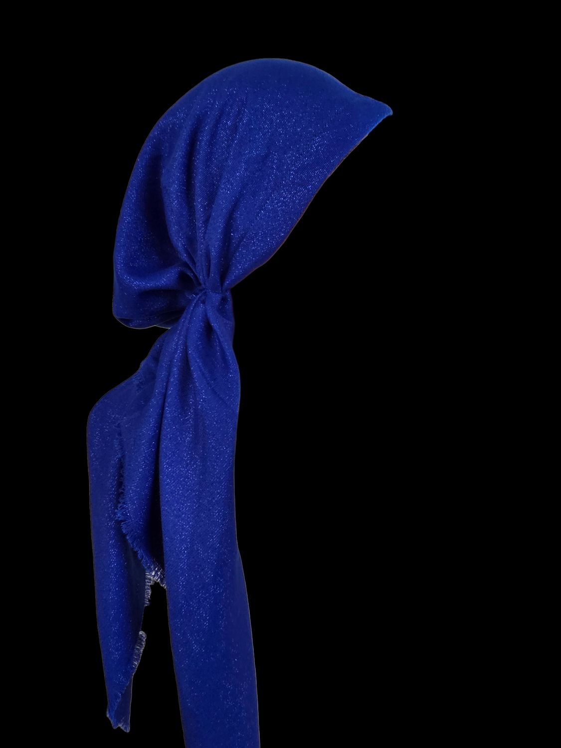 Royal blue w/ glitter - soft fringes pretied tichel