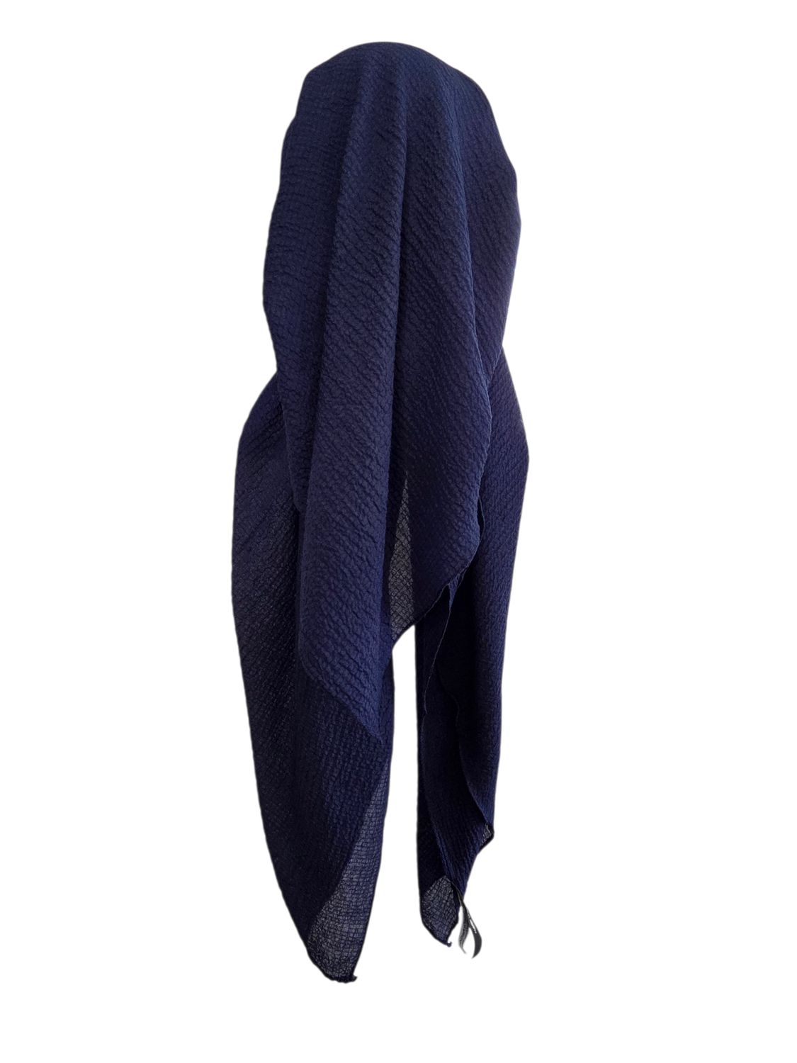 Navy - long kerchief back - textured pretied tichel (BBS) w/band sewn in