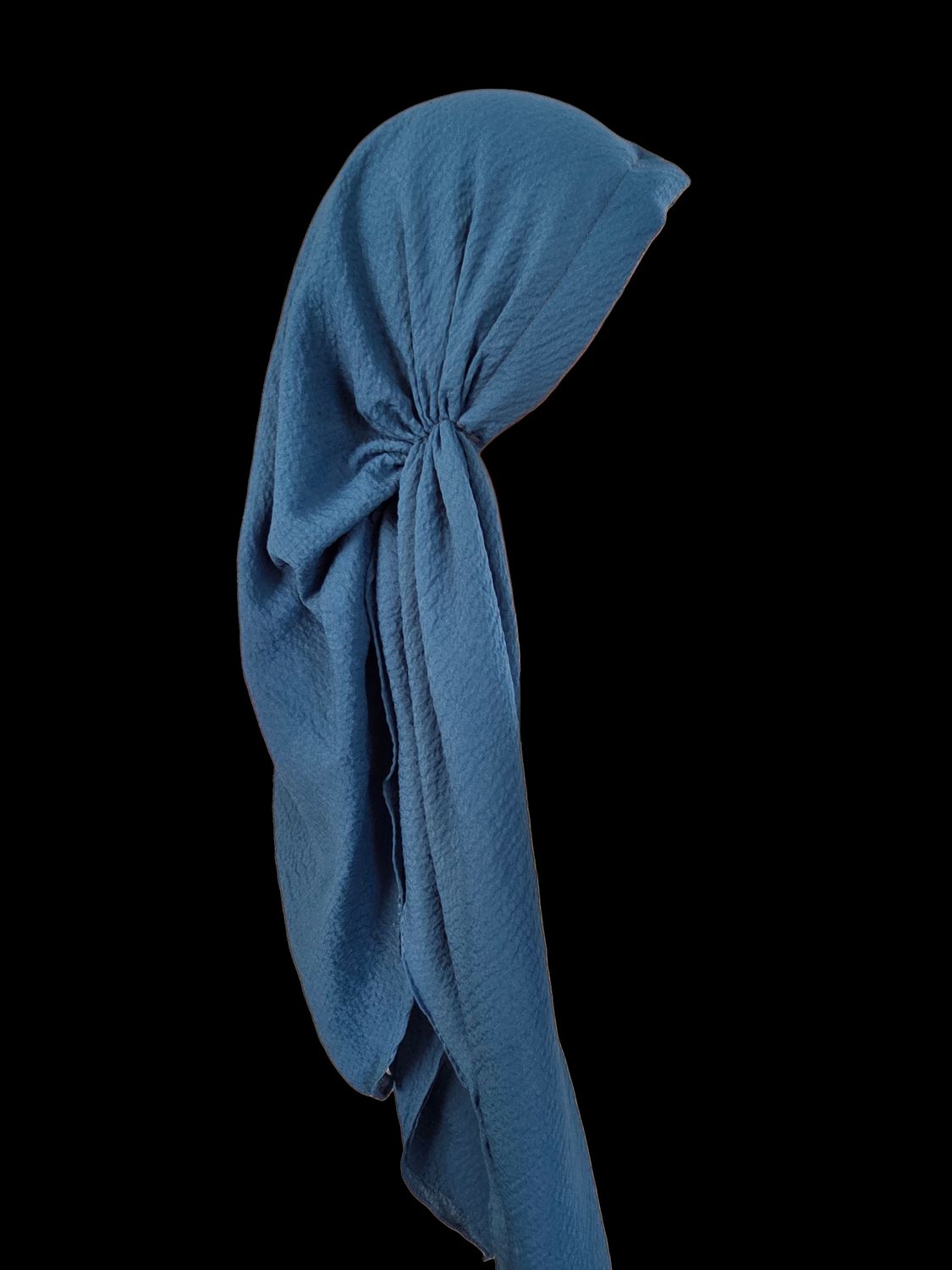 Teal - long kerchief back - textured pretied tichel (BBS) w/band sewn in