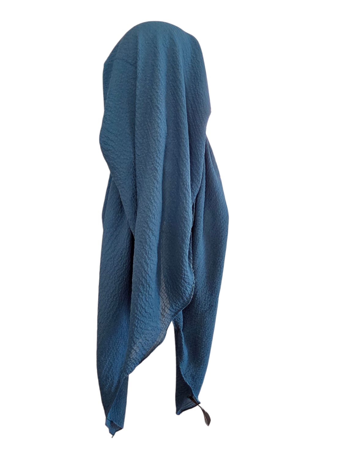 Teal - long kerchief back - textured pretied tichel (BBS) w/band sewn in