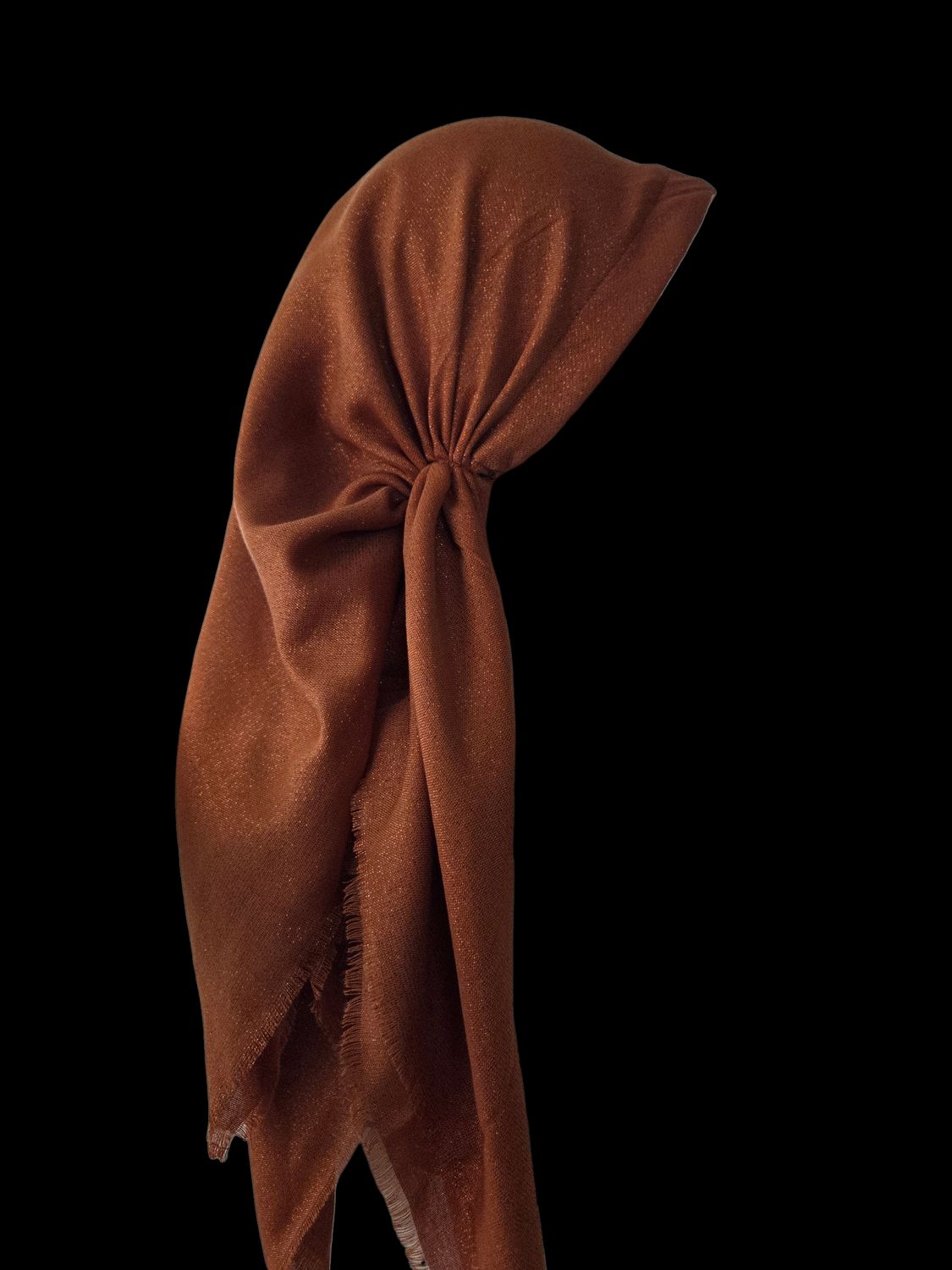 Pumpkin spice - Glittery - long kerchief back - soft fringes pretied tichel (BBS) w/band sewn in