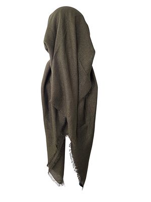 Olive - Glittery - long kerchief back - soft fringes pretied tichel (BBS) w/band sewn in