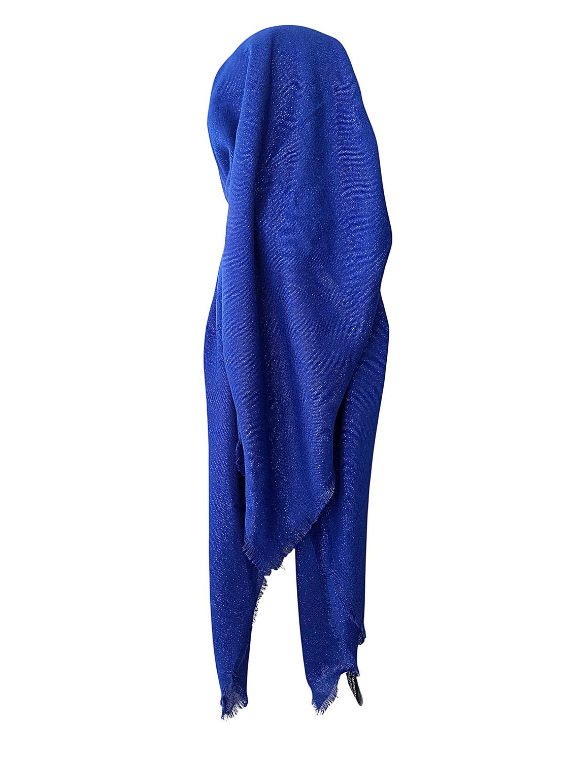 Royal blue - Glittery - long kerchief back - soft fringes pretied tichel (BBS) w/band sewn in