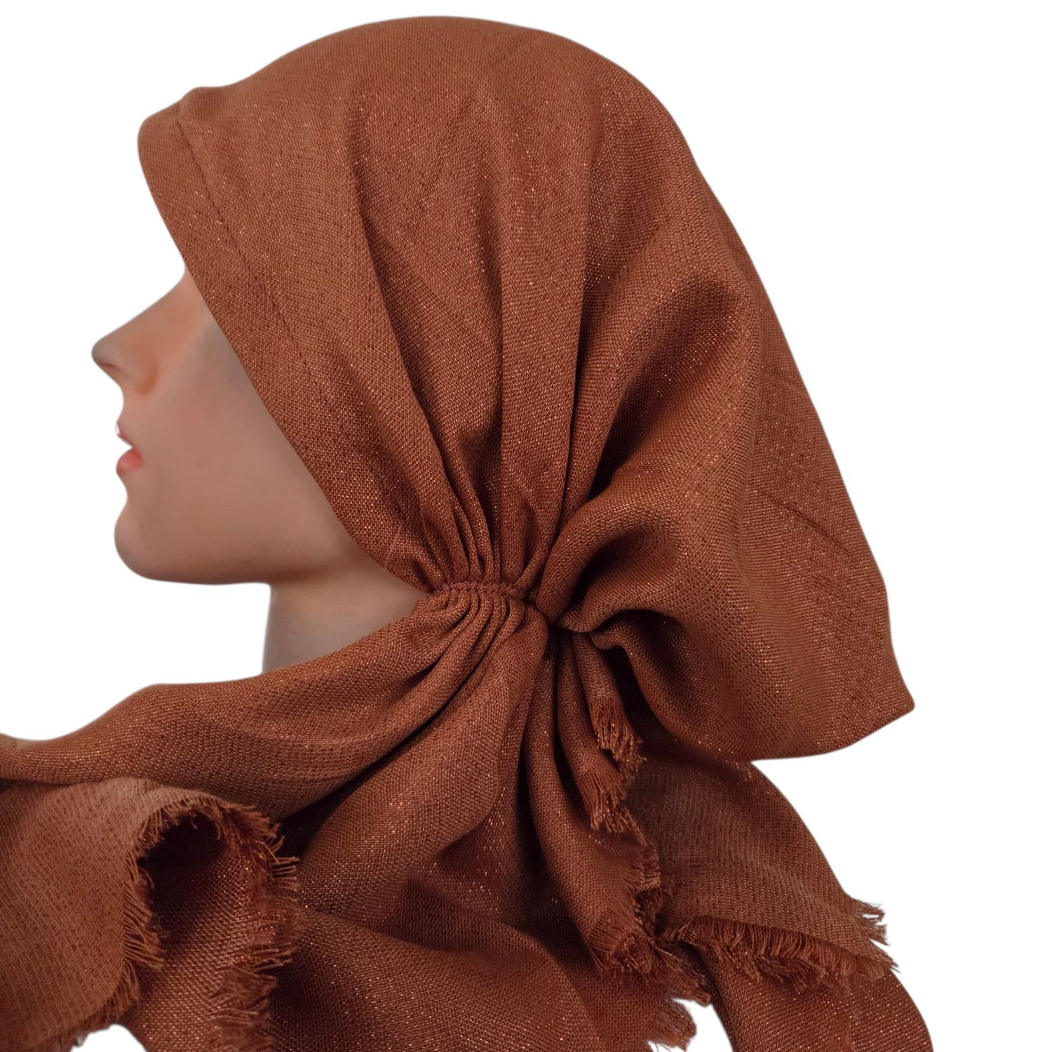 Pumpkin spice shimmer  - soft fringes pretied tichel