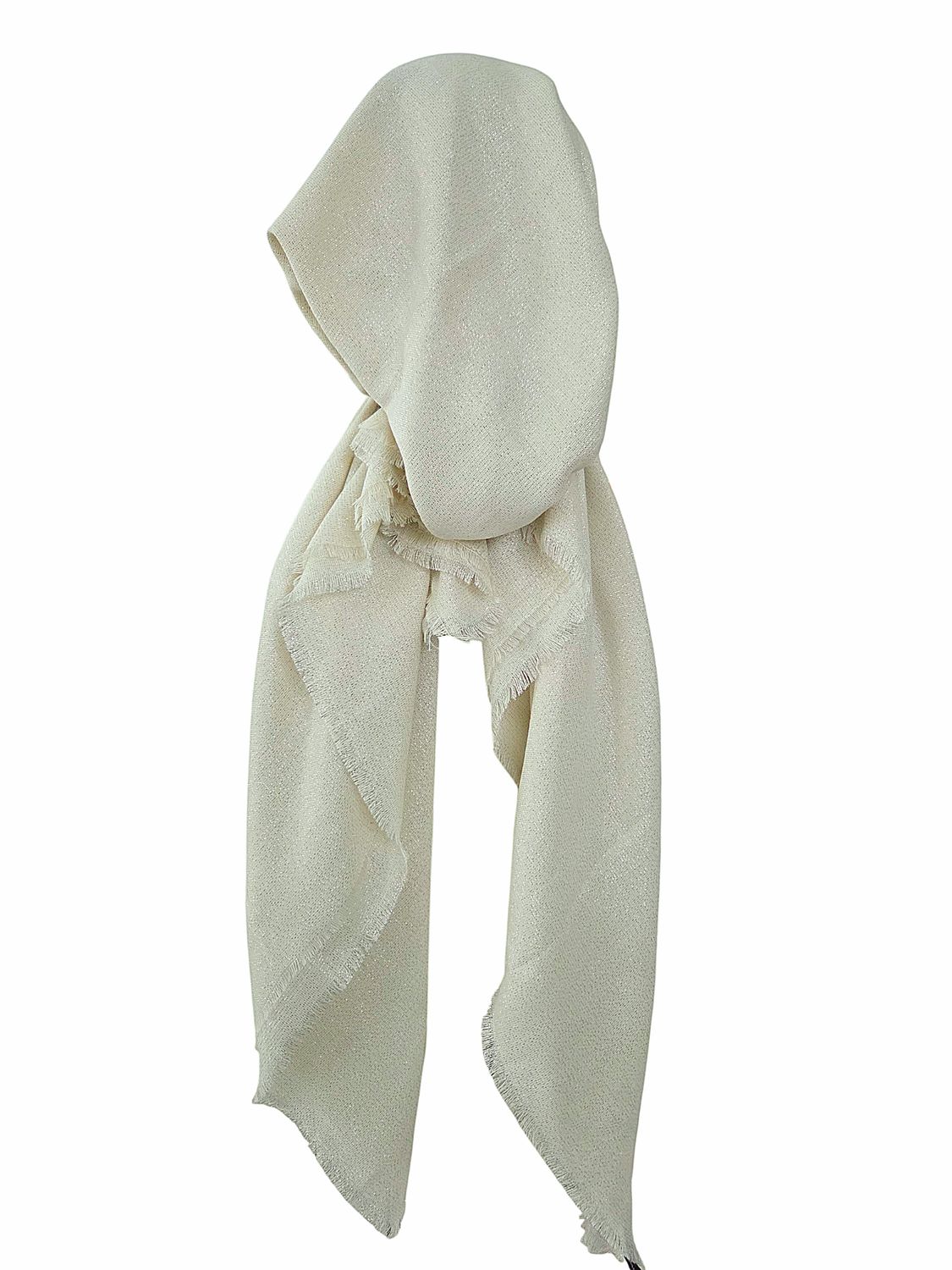 Cream shimmer  - soft fringes pretied tichel