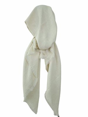 Cream shimmer  - soft fringes pretied tichel