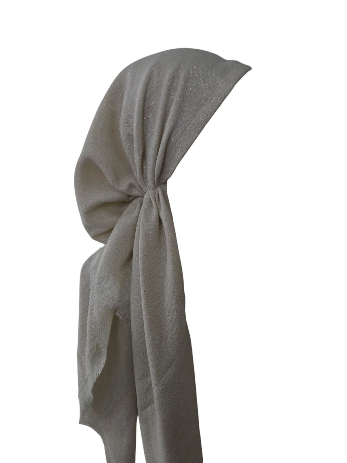 Cream shimmer  - soft fringes pretied tichel