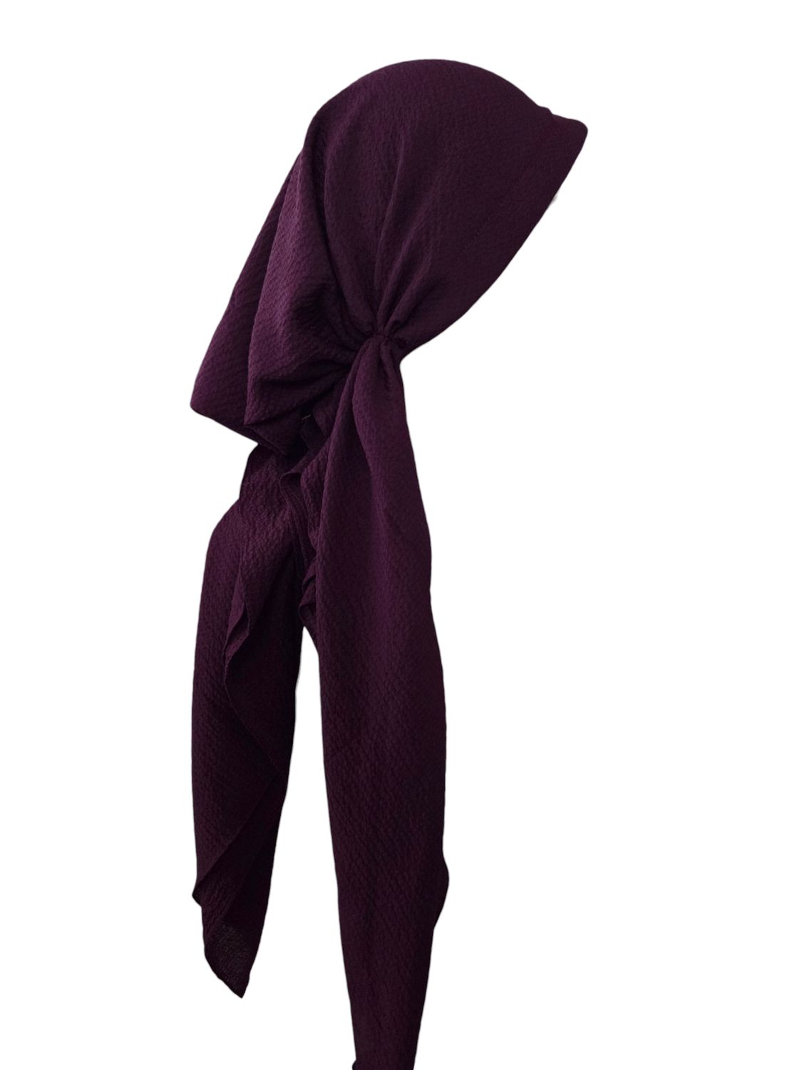 Wine/burgundy textured solid pre-tied tichel