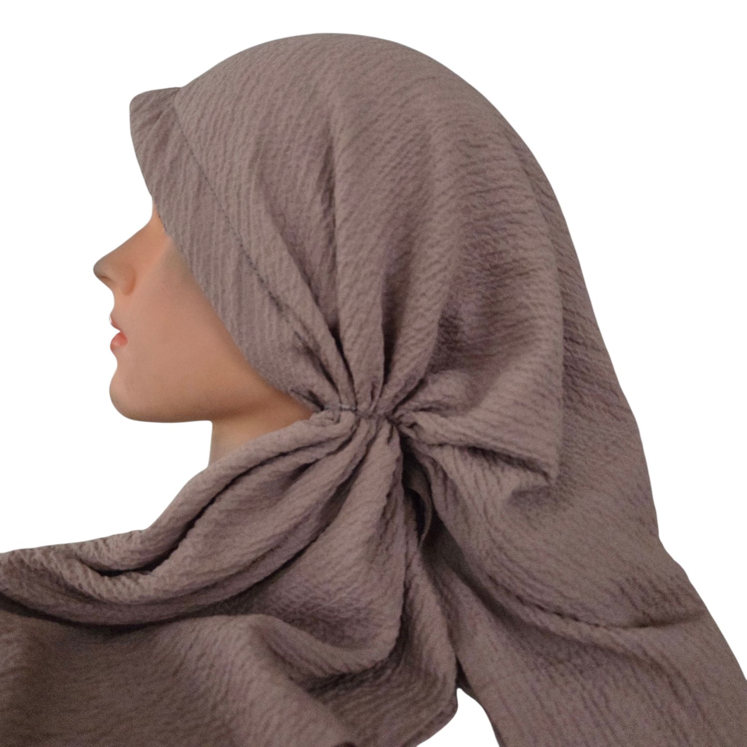 Tan - long kerchief back - textured pretied tichel (BBS) w/band sewn in