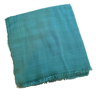 Solid soft fringed tichel - sea green