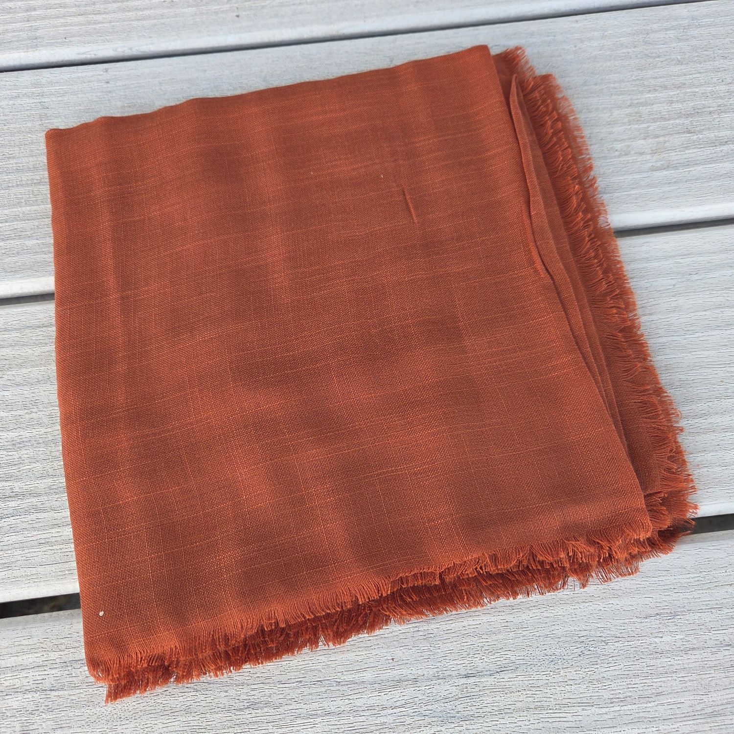 Solid soft fringed tichel - pumpkin spice 