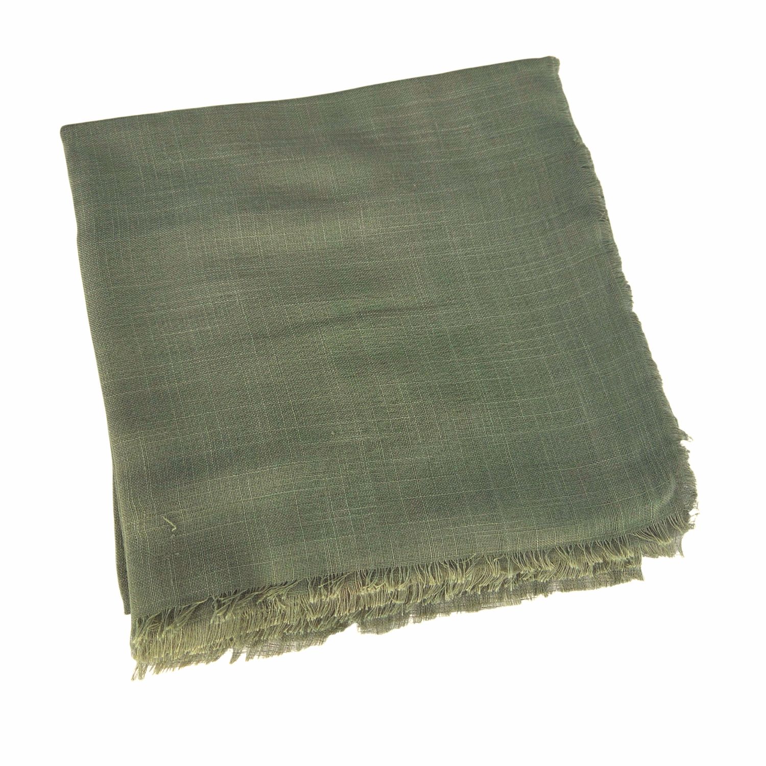 Solid soft fringed tichel - lighter army green 