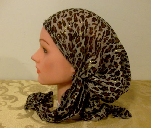 Leopard print pretied cotton tichel