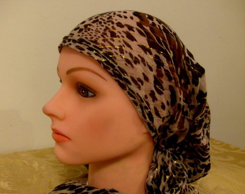 Cheetah  print pretied cotton tichel