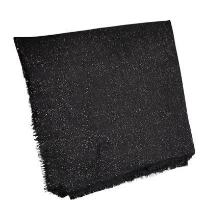 Solid slightly glittery soft fringed tichel - black