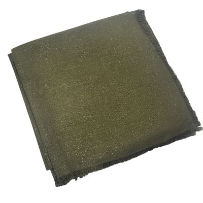 Solid slightly glittery soft fringed tichel - olive